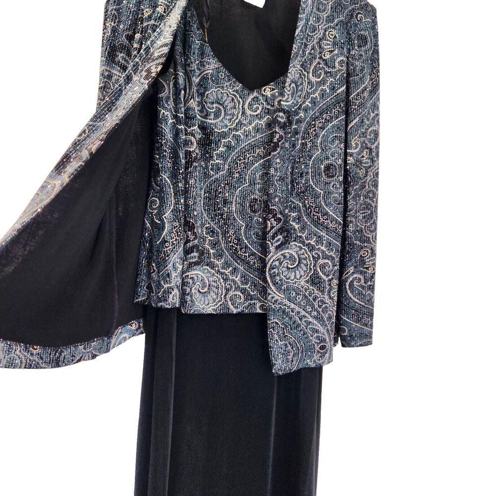 ALEX EVENINGS‎ Size 10 Shimmer Glitter 2pc SET Maxi Gown Jacket Classy Vintage